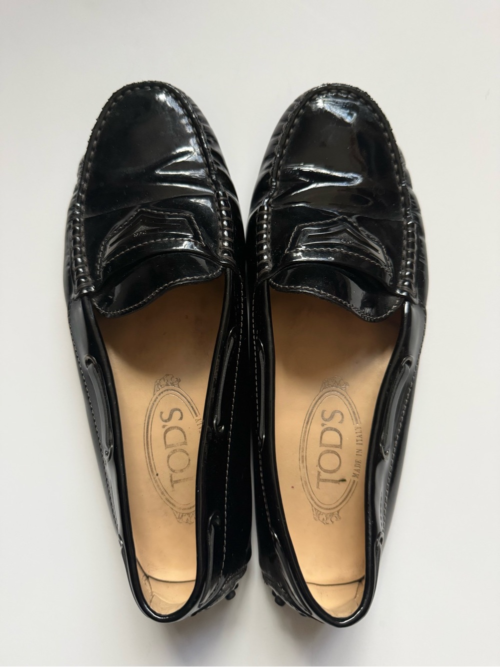 Tod’s Black Patent Leather Driving Loafers EU 37.5